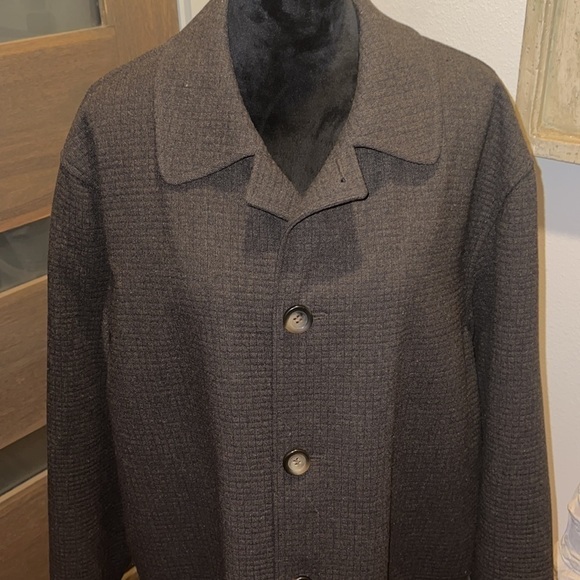 Men’s Baracuta Soft Italian Cashmere and Wool blend long coat green/brown Sz M - Picture 2 of 13